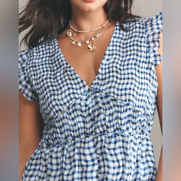 Anthropologie Peregrine Blue and White Midi Dress 3X NWT - Picture 2 of 11